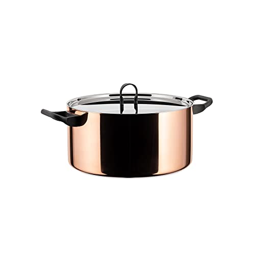 Alessi 90101/24 La Cintura di Orione Casseruola a Due Manici, Rame/Acciaio Inossidabile 18/10, Rame, 24 cm