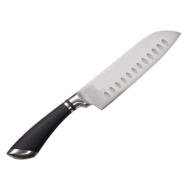 KitchEase Premium Santoku Knife with Hollow Edge - Ultra Sharp Stainless Steel Blade, Soft-Grip Ergonomic Handle, Anti-Stick Design for Effortless Chopping, Slicing & Dicing 4