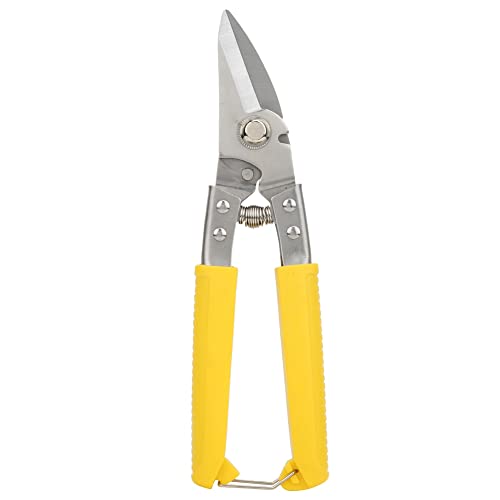 ANKROYU Sheet Industrial Scissors Tools, Stainless Steel Sheet Metal Snip, Heavy Cutters Multifunctional for Cutting Metal Craft Scissors Rope (Yellow handle elbow multi-purpose scissors)