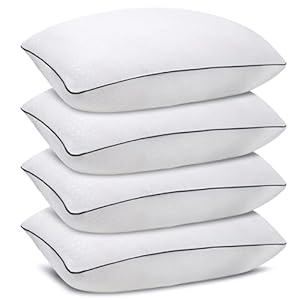 Standard Size Bed Pillows for Sleeping 4 Pack,Luxury Hotel Pillows,Comfortable and Supportive,Machine Washable,Suitable for Stomach,Back and Side Sleepers.