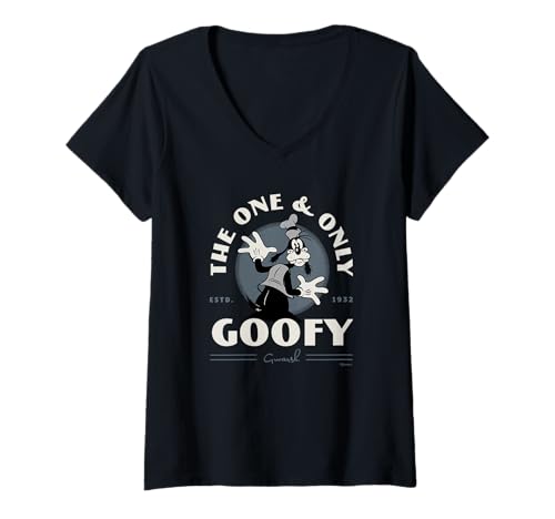 T-shirt Goofy D100 col V vêtement confortable et rétro pour vos parcs d'attractions