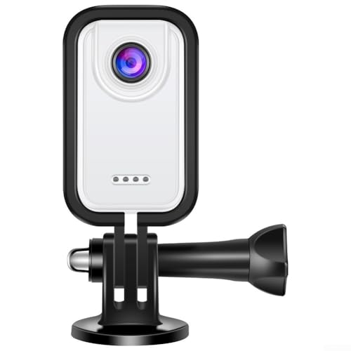 para mini cámara corporal, cámara de acción portátil 2K para mascotas de viaje 1080P cámara portátil para grabación de aventuras (blanco)
