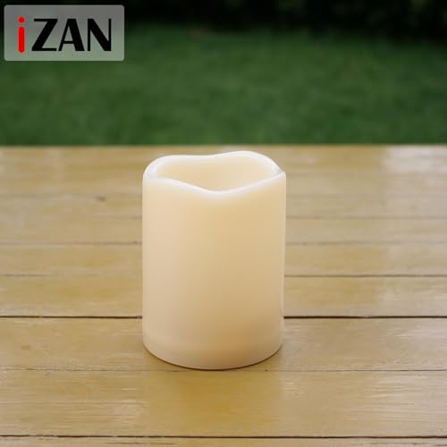 Image of iZAN Set of 1 Outdoor Flameless LED Candle with Timer - Waterproof Plastic Flickering Battery Operated LED Pillar Candles Wedding Party Garden Decoration Long Lasting Battery Life 3x4 inch