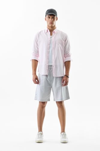 Image of SNITCH Men Casual Shorts | Regular Fit Mid Rise Solid Pattern | 100% Cotton Smooth Texture with Drawstring Closure & Elastic Waistband for Summer & Club Wear