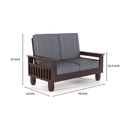 Image of Wooden Sofa Set 6 Seater Sofa for Living Room and Office | Sheesham Wood Sofa 3+2+1 Sofa Set with Cushions in (PG- Walnut Finish)