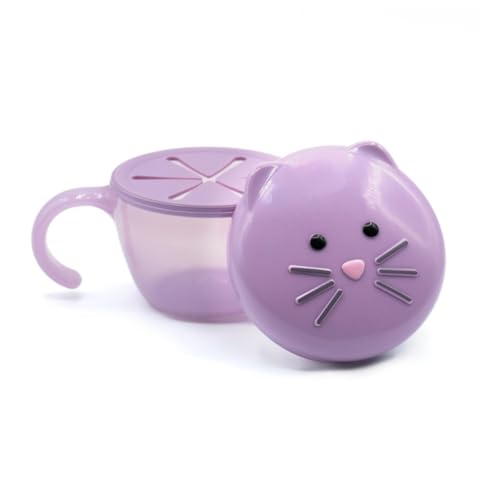 Image of melii Animal Snack Container with Finger Trap, Cat, for Toddlers, Kids and Adult
