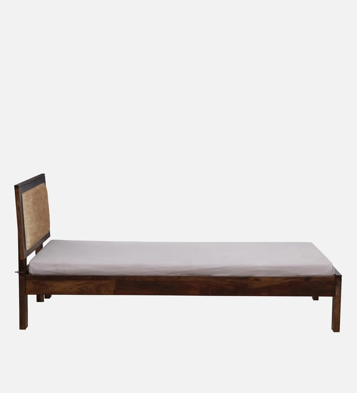 Image of Solid Sheesham Wood Pearl Single Bed Without Storage | Wooden Single Bed Cot Palang Furniture for Bedroom Living Room Home and Hotel (Provincial Teak Finish)