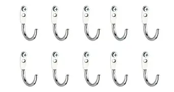 DOOR STONE Stainless Steel J Type Hook Wall Mounted with Screws -Pack of 10