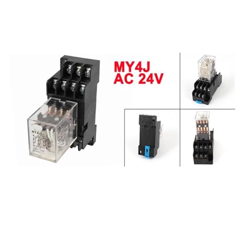 Relé MY4J-AC24V con base de 14 pines para control simultáneo de 4 circuitos independientes 2