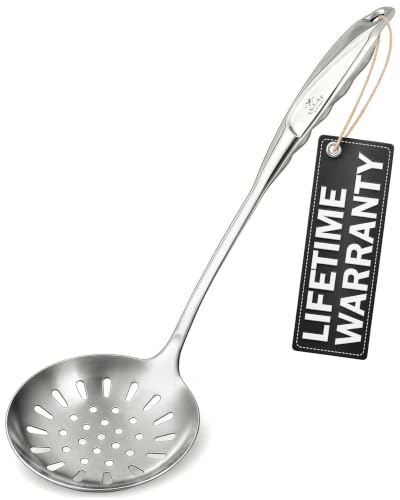 Image of Zulay Kitchen Stainless Steel Slotted Spoon | 14.5 inch Large Skimmer Frying Spoon for Draining & Serving - Heat-Resistant, Rust-Proof & Dishwasher Safe Kitchen Utensil