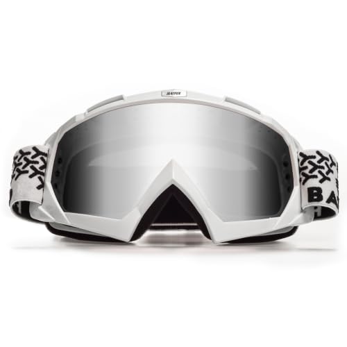 Image of Kids Youth Dirt Bike Goggles-Motocross & ATV Riding Goggles for Women,UV400 Anti-Slip Strap,MTB,UTV,OTG,MX Gear (Sliver-White, Youth)