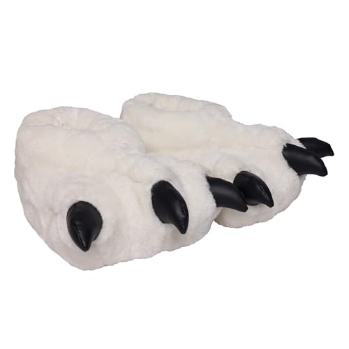 London Shoe Co Mens & Womens Funny Claw Slippers, Novelty Monster Foot Slippers, Adult Sizes 3 to 14 UK (White, UK3/4)