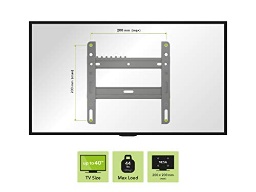 Avf El200B-A Flat To Wall Low Profile Tv Mount Black, For Most 25”, 28”, 30”, 32”, 37”, 39”, 40” Tv Or Monitor, Universal Wall Mounting Bracket, Vesa 50X50 To 200X200, Easy To Install #TOP2