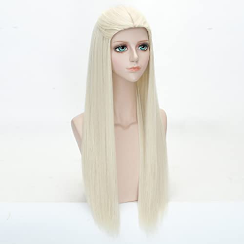 Probeauty Blonde Braid Wig Long Platinum Blonde Straight Wig For Halloween Costume (Light Blonde) #TOP2