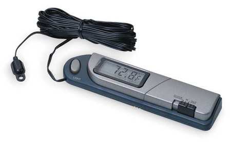 in/Out Thermometer/Clock, Slimline, Silver