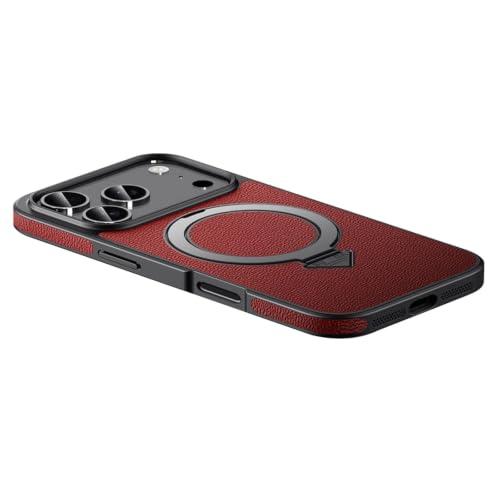 Coque iPhone 17 Pro anti-chute fine avec béquille arrière rouge mat