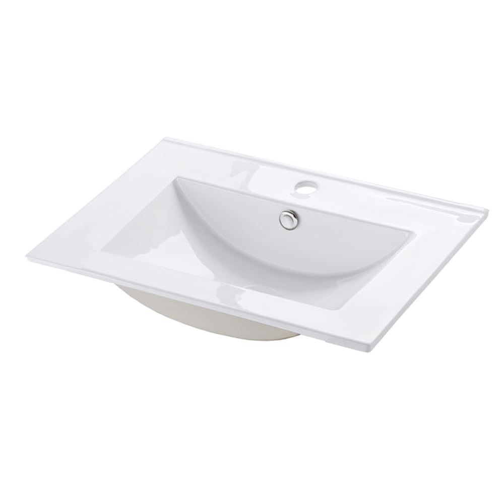 Lomadox Badezimmer Waschtisch-Unterschrank Set, Hochglanz weiß, 61cm Keramik-Waschbecken, 2 Softclose-Schubkästen, B/H/T ca, 61/58,5/46 cm