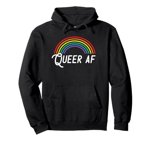 Queer AF - Gay Pride Rainbow Pullover Hoodie