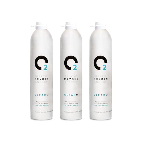ClearO2 10L Oxygen Can | Pure Breathing Oxygen in a Lightweight Aluminium Canister | Made in Britain (Replacement Can 10 l (Pack of 3))