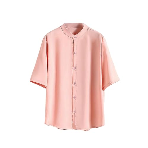 Chemise col montant homme style japonais en soie glacée unie
