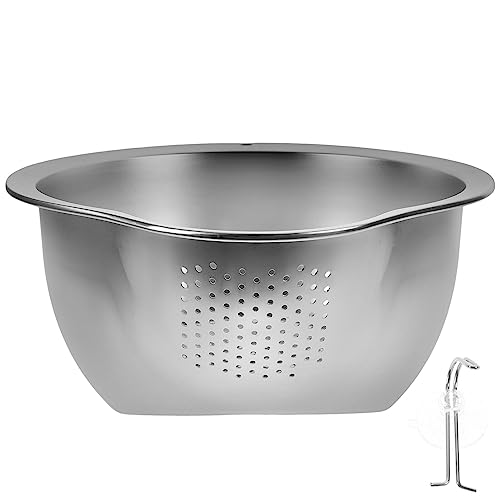 Kichvoe Stainless Steel Washing Basin for Vegetables and Rice Material Large Capacity Kitchen Drainage Colander for Fruits and Food Preparation