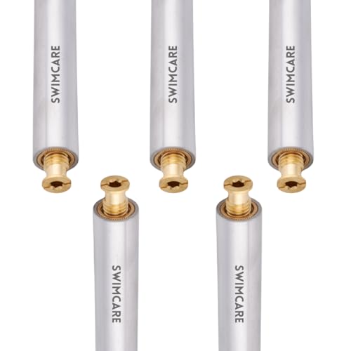 SWIMCARE Pack of 5 Aluminum Lawn Paver Tubes with Brass Anchors for Pool Safety Cover Installation 10 Inch Extra Long Heavy Duty Pool Anchor Tubes 1 Inch Diameter for Loose Ground Grass or Pavers