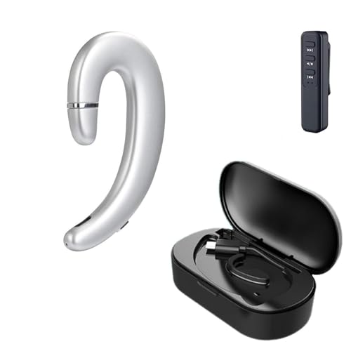 骨伝導 集音器イヤホン しゅうおんき ウェアラブルステレオ 骨伝導 集音器 開放型イヤホン 骨伝導5.2 片耳ヘッドホン 耳掛け型 ヘッドセット 片耳 外音取込み高齢機能(Silver,Monaural)