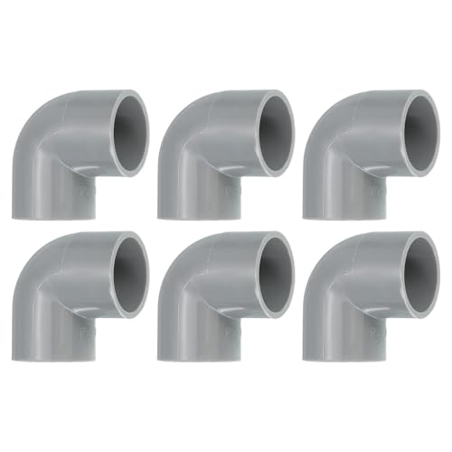 sourcing map 25mm 90 Degree Elbow, 6 Pcs PVC Pipe Fittings 2 Way Right Angle Elbow Side Outlet Adapter Coupling PVC Fitting Connectors for DIY Building Furniture, Grey