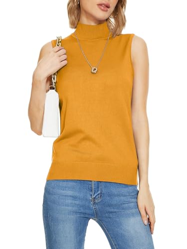 Image of INKOFF Sleeveless Mock Neck Turtleneck Knit Tops Women Dressy Casual Sweater Vest Business Work Tank