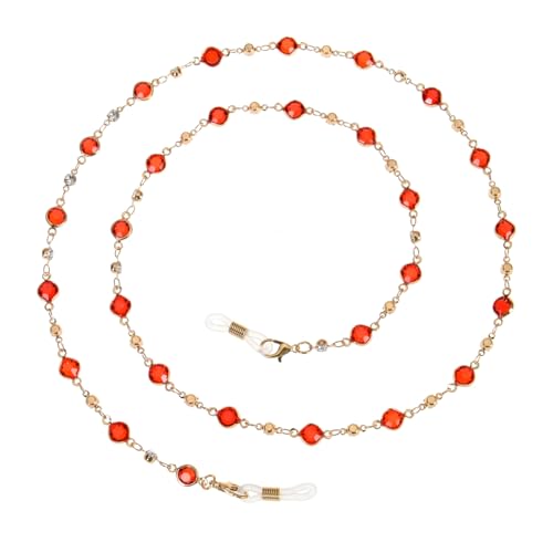Image of Colorful Beaded Eyeglass Chains for Women - Sunglasses, Spectacle, and Reading Glasses Neck Cord Strap Holder (Beads Chain -Red)