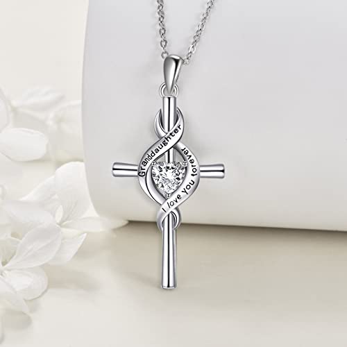 ONEFINITY Granddaughter Nana Grandma Gifts Sterling Silver Granddaughter Grandma Nana Necklace I love You Forever Cross Infinity Jewelry for Women Mothers Day Gifts2