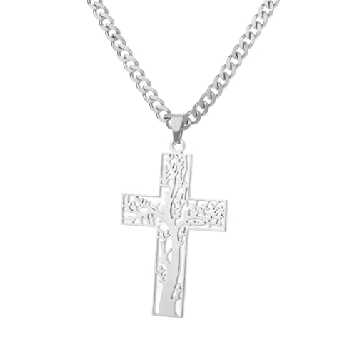 Western Cross Necklace For Men - Stainless Steel Jesus Cross Necklace For Women Men Gold Plated Color Angels Crucifix Charm Jewelry Gift3