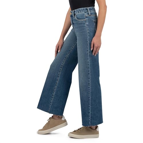 KUT from the Kloth Meg High-Rise Fab Ab Wide Leg Raw Hem2