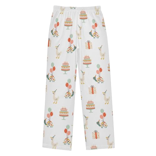 Birthday Duck Turtle Boys Long Pants Soft Trousers Elastic Waist Kids Lounge Bottoms with Pockets S-XL