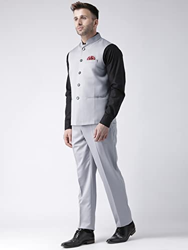 Image of hangup Men's Synthetic Notch Lapel Suit (2BasketTR Steelgrey 42 Grey