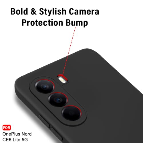 Image of TheGiftKart Liquid Silicon Back Cover Case for OnePlus Nord CE 6 Lite 5G | Total Camera Protection | Micro-Fibre Lining Inside | Shockproof Back Cover Case for OnePlus Nord CE6 Lite (Silicone, Black)