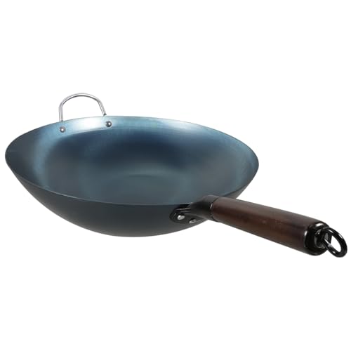 Wok tradicional fondo redondo con mango de madera miniatura 1