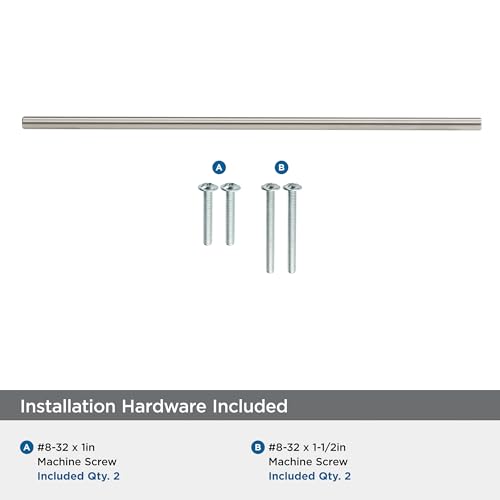 Image of Amerock 12-5 /8 inch Bar Pulls Satin Nickel Drawer Pull | 12-5 /8 inch (320mm) Center-to-Center Mounting Distance and 15-3 /4 inch Overall Length, Durable Carbon Steel Cabinet Hardware