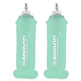 SINOVATI® TPU Faltbare Trinkflaschen, Soft Flask, Wasserflasche BPA-Frei Sportflasche für Trinkrucksack, Fahrrad, Wandern,Joggen,Camping und Klettern (Helltürkis, 500ml x 2)
