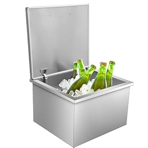 Drop in Ice Chest, Stainless Steel Ice Cooler, Commercial Ice Bin Outdoor Kitchen Ice Bar, for Cold Wine Beer