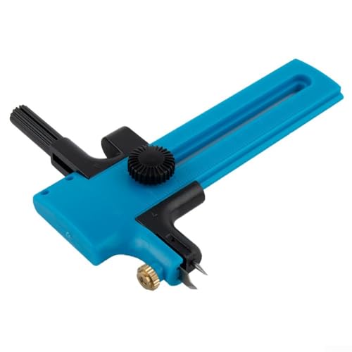 Coupe-cercle pour boussole avec poignée à cliquet pour couper des cercles de 2 à 15 cm, lame en métal pour tissu, papier, bricolage, scrapbooking, ergonomique (bleu)