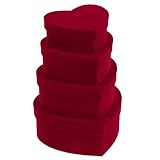 GnFlus Red Wine Gift Boxes with Lids for Presents 4 Pack Heart Shaped Velvet Nesting Burgundy Gifts Box for Arrangements Flowers Wedding Valentines Christmas Birthdays Bridesmaid Anniversary Party