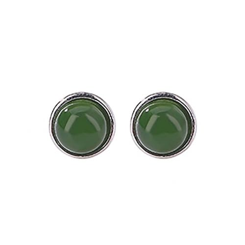 Boucles d'oreilles en jade vert anti-irritation en argent sterling
