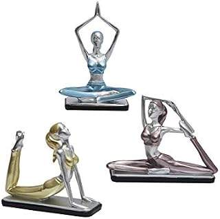 Amoy-Art 3pcs Yoga Sculpture Statue Woman Decor Lady Gifts Polyresin Figurine Arts