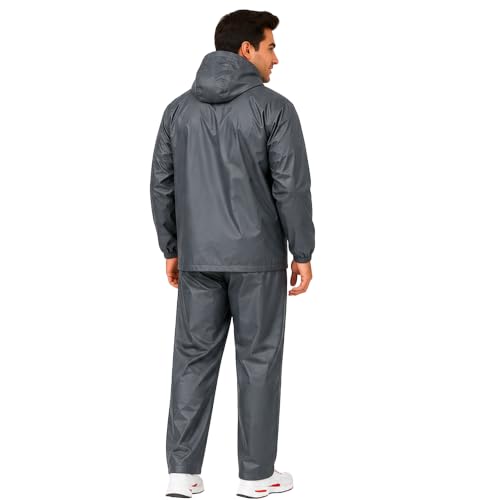 Image of Unox Rain Coat for Men waterproof with Bagpack Cover Waterproof Raincoat with Pant Set suitable for Men, Women, Boys & Girls Adjustable Top and Bottom Rain Coat