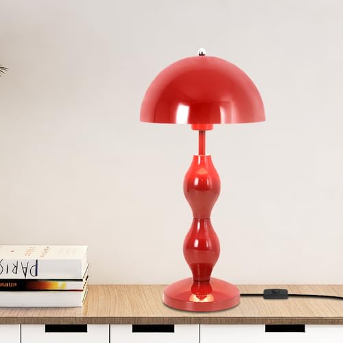 YESINTO Lampe de Chevet Champignon,Rouge Lampe Bureau avec Abat Jour Décoratif Hauteur pour Salon Chambre Enfant et Bureau Commutateur sur Câble E27 E26...