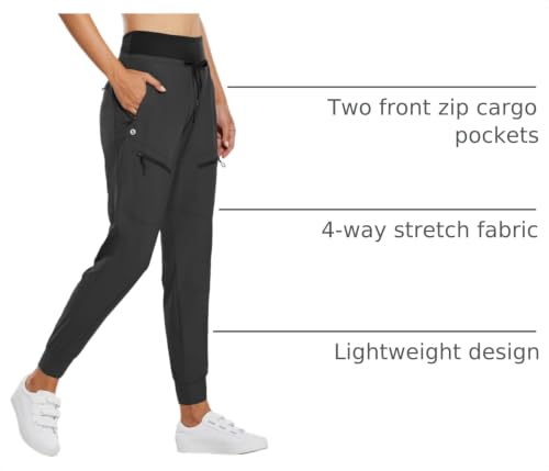 Image of baleaf Womens Lightweight Hiking Pants Water Resistant Quick Dry Joggers with 5 Zipper Pockets UPF 50+ for Travel Hiking
