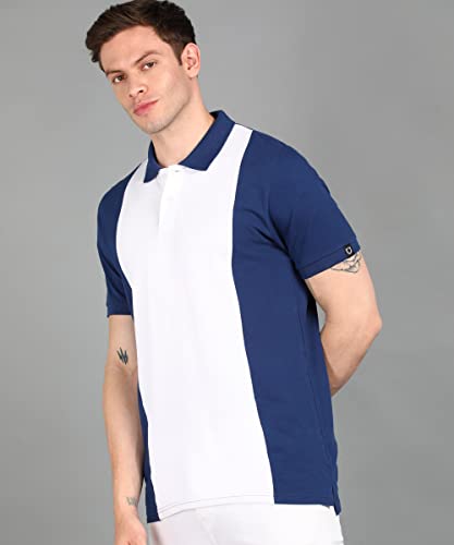 Image of Urbano Fashion Men's Colour-Block Slim Fit Half Sleeve Cotton Polo T-Shirt