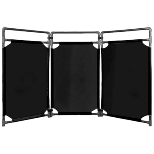QeMiyg 伸縮式シザーゲート 3パネル 自立型 キャスター付き 高さ100cm ブラック 屋内外兼用 折りたたみポータブル安全柵 工事現場・施設管理向け 進入禁止/通路遮断 エレベーター点検 私道・モール・建物・道路用 (ブラック)
