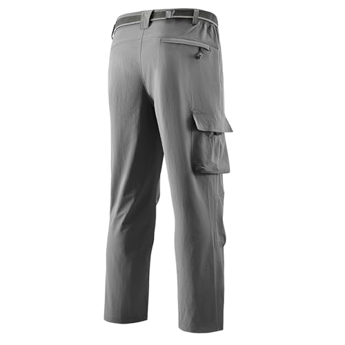 ADHOWBEW Men's Cargo Pants Work Relaxed Fit Elastic Waist Tactical Lightweight Baggy Big and Tall Trousers3